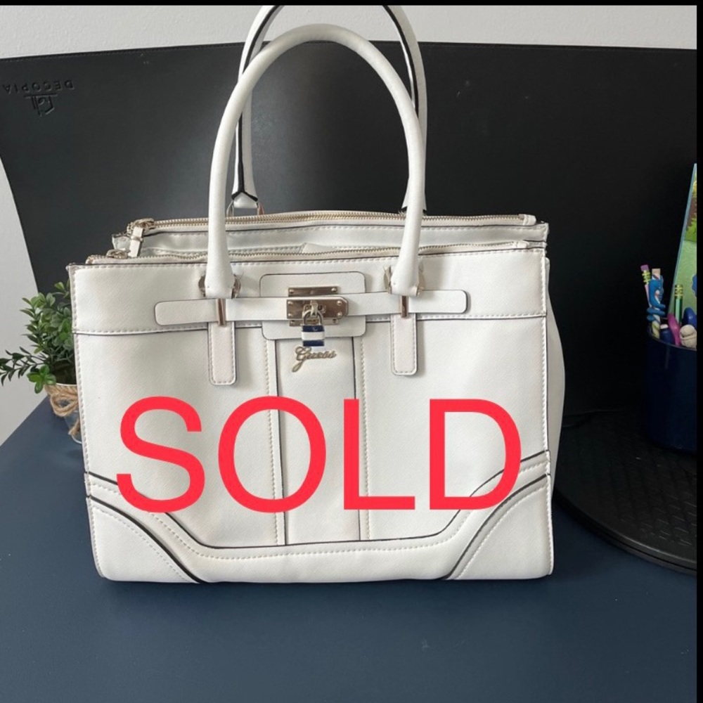 Guess Greyson Large White Handbag